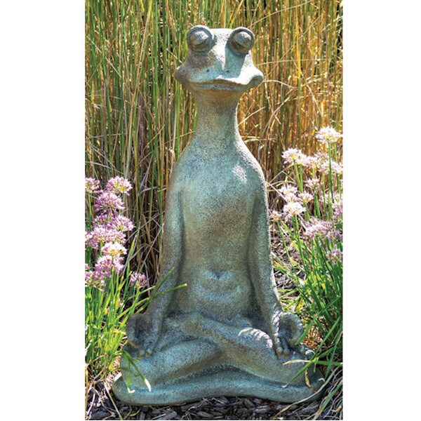 cast stone frog in a Zen pose garden statue Yoga whimsical sculpture